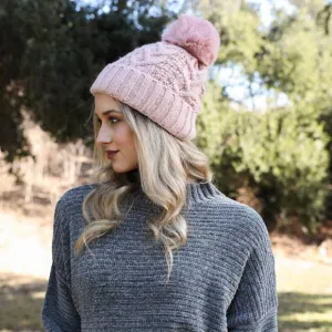 Thermal Lining Cable Knit Beanie Hat