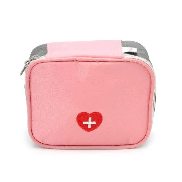 THINKTHENDO Unisex Portable Mini Pink Grey Survival First Aid Medical Emergency Bag Kit  Medicine bag for Travel & Home