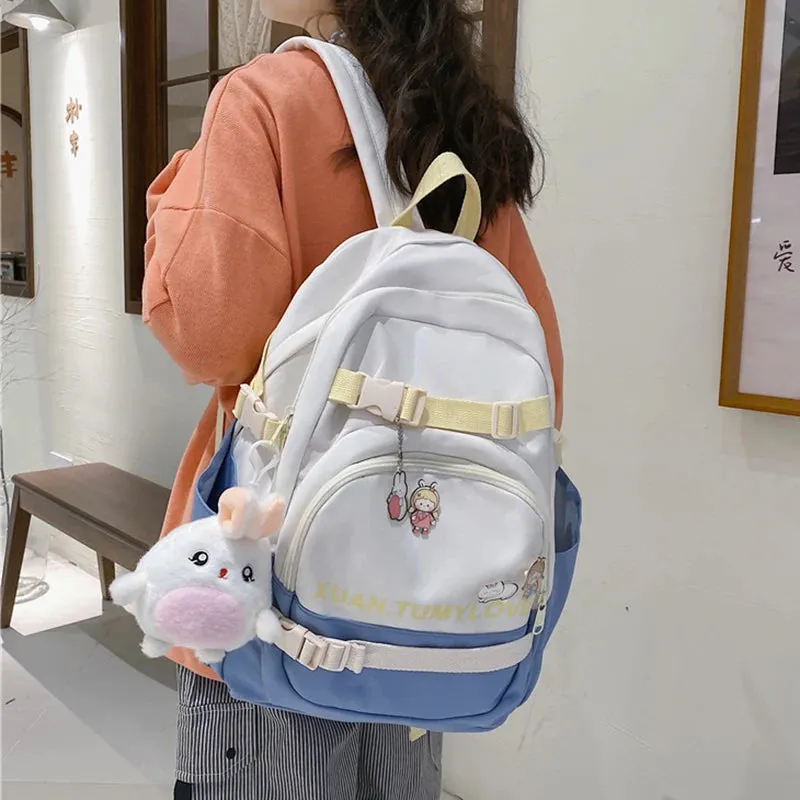 Toleet  New Color Match Buckle Backpack Cute Teenage Girl Style Schoolbag Women College Student Bag Multifunctional Versatile Backpacks