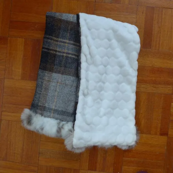 Tweed Scarf with Faux Fur Trim - Grey/Brown (Limited Edition)