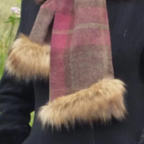 Tweed Scarf with Faux Fur Trim - Grey/Brown (Limited Edition)