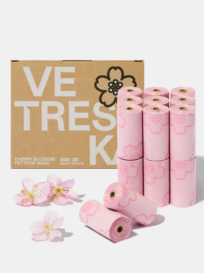 Vetreska Scented Poop Bag Dispensers and Bags| Flora & Cherry Blossom & Strawberry