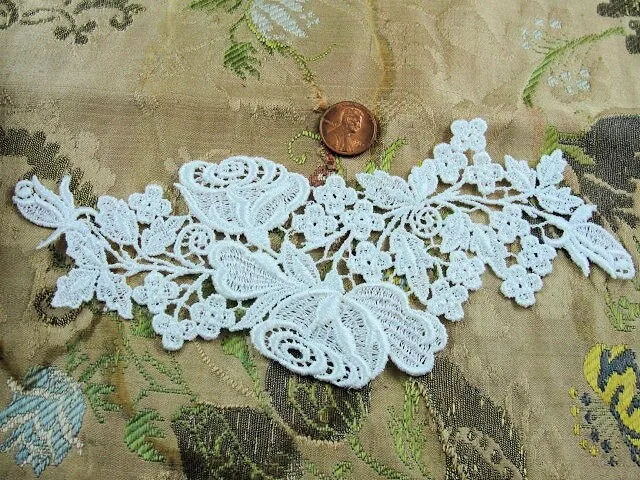 Vintage ROSES APPLIQUE Intricate Fretwork Trim Perfect For Flapper Dress Bridal Hats Boudoir Lampshades etc