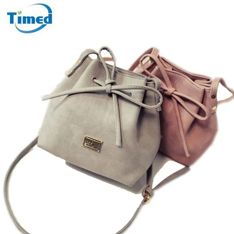 Women Bags 2016 New Spring Summer Bow Drawstring Bucket Bags Small Cross-body Bag Fashion Trend Brief Shoulder Bag For Lady