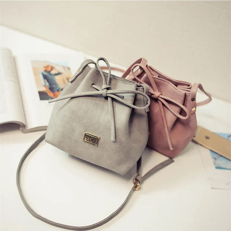 Women Bags 2016 New Spring Summer Bow Drawstring Bucket Bags Small Cross-body Bag Fashion Trend Brief Shoulder Bag For Lady