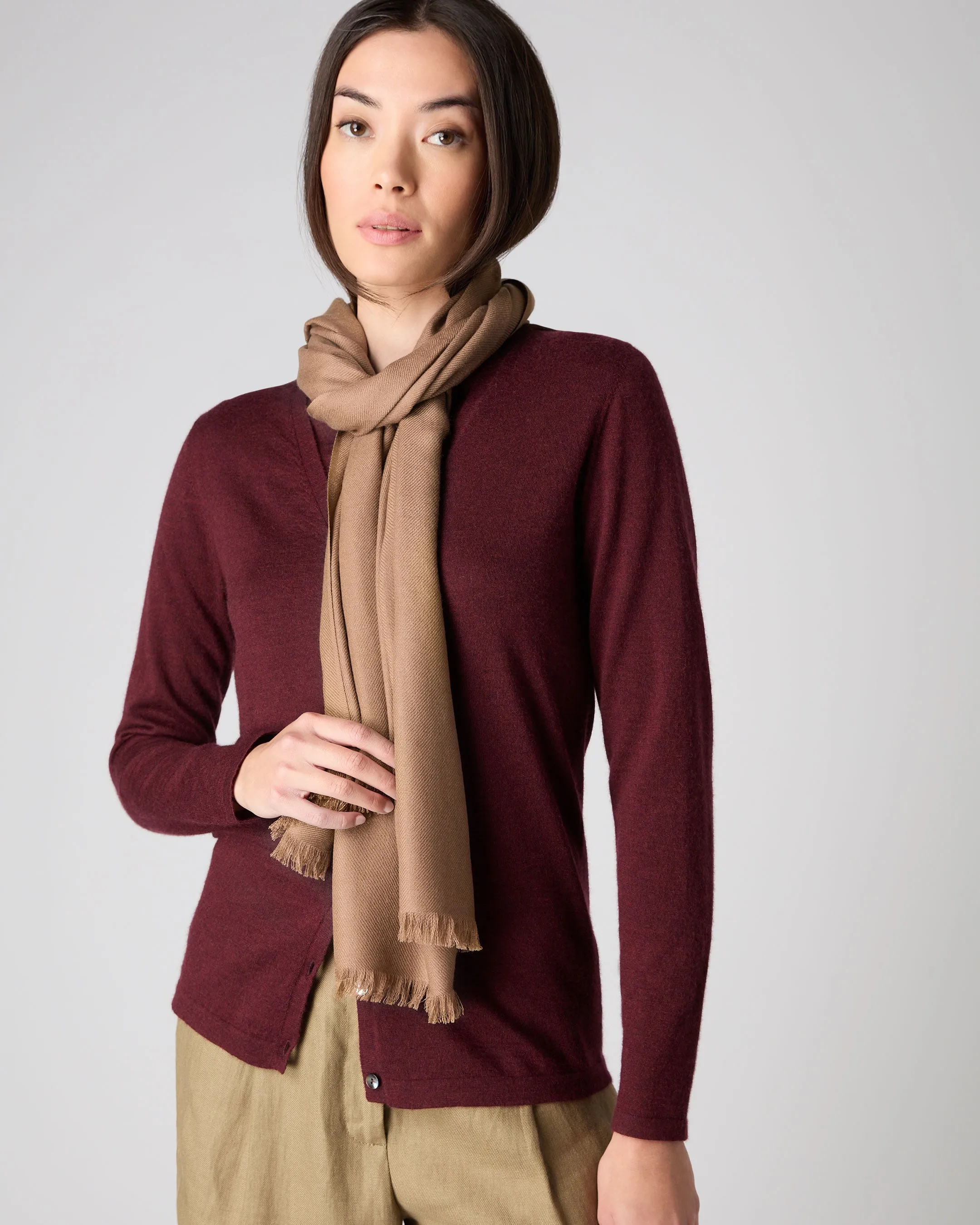 Women's Pashmina Cashmere Stole Dark Tan Brown